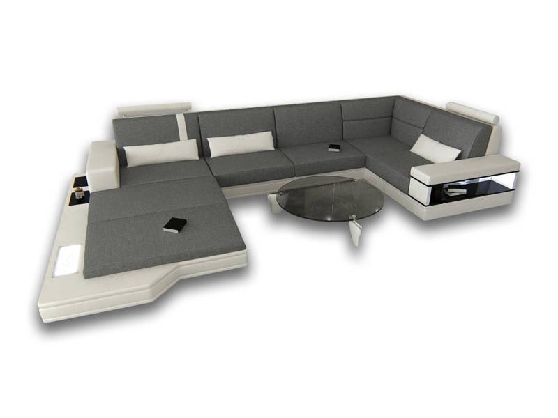 Sofa Dreams Wohnlandschaft Polster Couch Stoffsofa Messana U Form Stoff Sofa, mit LED, wahlweise mit Bettfunktion als Schlafsofa, Designersofa von Sofa Dreams