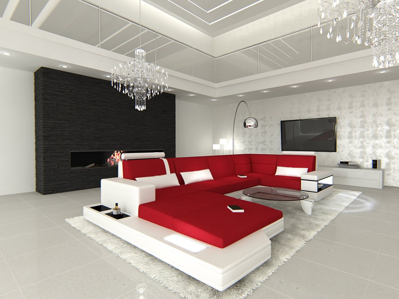 Sofa Dreams Wohnlandschaft Polster Couch Stoffsofa Messana U Form Stoff Sofa, mit LED, wahlweise mit Bettfunktion als Schlafsofa, Designersofa Sofa Dreams Wohnlandschaft Polster Couch Stoffsofa Messana U Form Stoff Sofa, mit LED, wahlweise mit Bettfunktion als Schlafsofa, Designersofa von Sofa Dreams