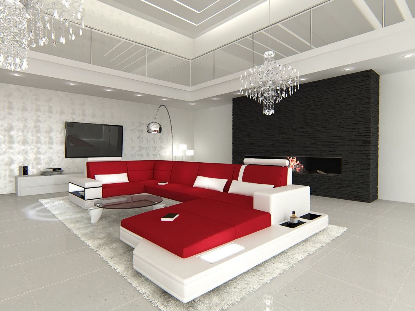 Sofa Dreams Wohnlandschaft Polster Couch Stoffsofa Messana U Form Stoff Sofa, mit LED, wahlweise mit Bettfunktion als Schlafsofa, Designersofa Sofa Dreams Wohnlandschaft Polster Couch Stoffsofa Messana U Form Stoff Sofa, mit LED, wahlweise mit Bettfunktion als Schlafsofa, Designersofa von Sofa Dreams