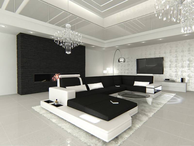Sofa Dreams Wohnlandschaft Polster Couch Stoffsofa Messana U Form Stoff Sofa, mit LED, wahlweise mit Bettfunktion als Schlafsofa, Designersofa von Sofa Dreams