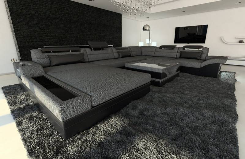 Sofa Dreams Wohnlandschaft Polster Sofa Couch Mezzo XXL U Form Stoffsofa, mit LED, wahlweise mit Bettfunktion als Schlafsofa, Designersofa Sofa Dreams Wohnlandschaft Polster Sofa Couch Mezzo XXL U Form Stoffsofa, mit LED, wahlweise mit Bettfunktion als Schlafsofa, Designersofa von Sofa Dreams