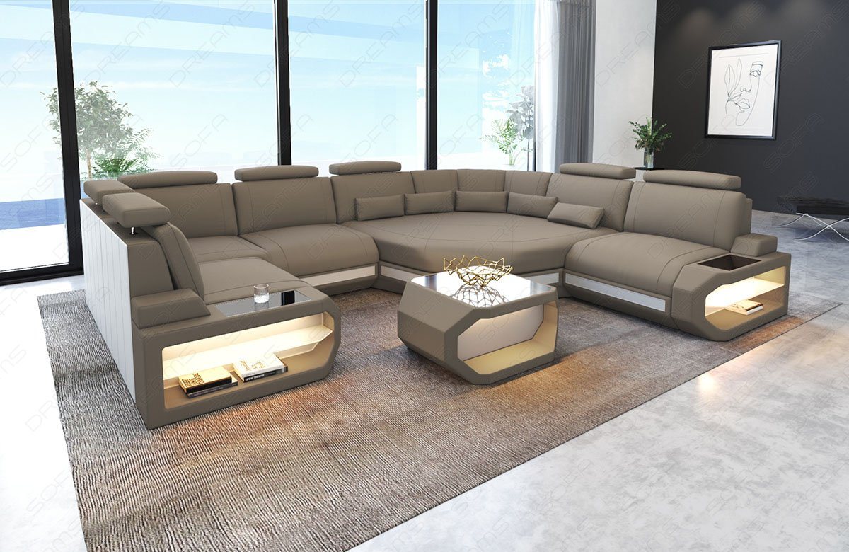 Sofa Dreams Wohnlandschaft Polster Sofa Stoff Couch Asti U Mini Stoffsofa mit, Mikrofaser Bezug, LED, USB von Sofa Dreams