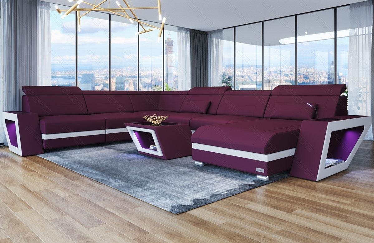Sofa Dreams Wohnlandschaft Polster Stoff Couch Catania XXL U Form Stoffsofa, mit LED, wahlweise mit Bettfunktion als Schlafsofa, Designersofa von Sofa Dreams