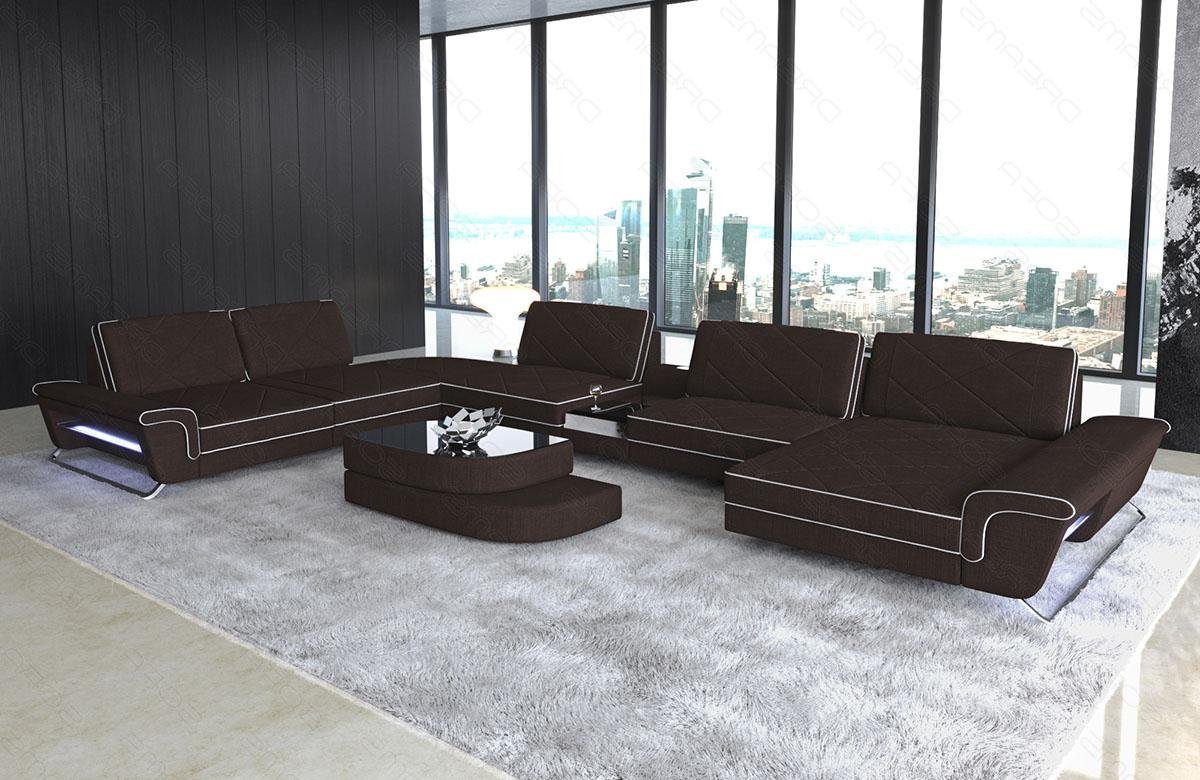 Sofa Dreams Wohnlandschaft Polster Stoff Sofa Couch Bari XXL U Form Stoffsofa, Webstoff Strukturstoff, mit LED, Multifunktions-Konsole, USB-Anschluss, Stauraum, Designersofa Sofa Dreams Wohnlandschaft Polster Stoff Sofa Couch Bari XXL U Form Stoffsofa, Webstoff Strukturstoff, mit LED, Multifunktions-Konsole, USB-Anschluss, Stauraum, Designersofa von Sofa Dreams