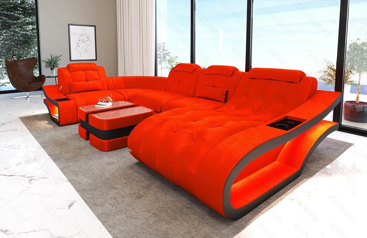 Sofa Dreams Wohnlandschaft Polster Stoff Sofa Couch Elegante S - U Form Stoffsofa, wahlweise mit Bettfunktion von Sofa Dreams