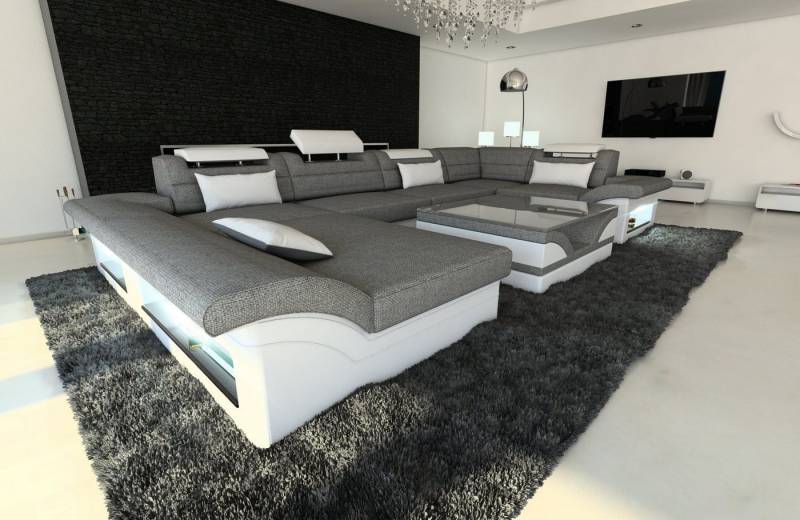 Sofa Dreams Wohnlandschaft Polster Stoff Sofa Couch Enzo U Form Stoffsofa, mit LED, wahlweise mit Bettfunktion als Schlafsofa, Designersofa Sofa Dreams Wohnlandschaft Polster Stoff Sofa Couch Enzo U Form Stoffsofa, mit LED, wahlweise mit Bettfunktion als Schlafsofa, Designersofa von Sofa Dreams