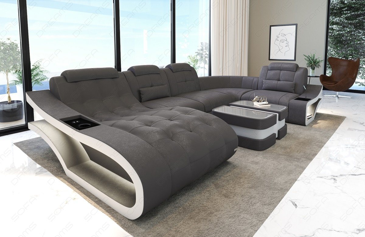 Sofa Dreams Wohnlandschaft Polster Stoff Sofa Elegante A - U Form Stoffsofa Couch, wahlweise mit Bettfunktion von Sofa Dreams