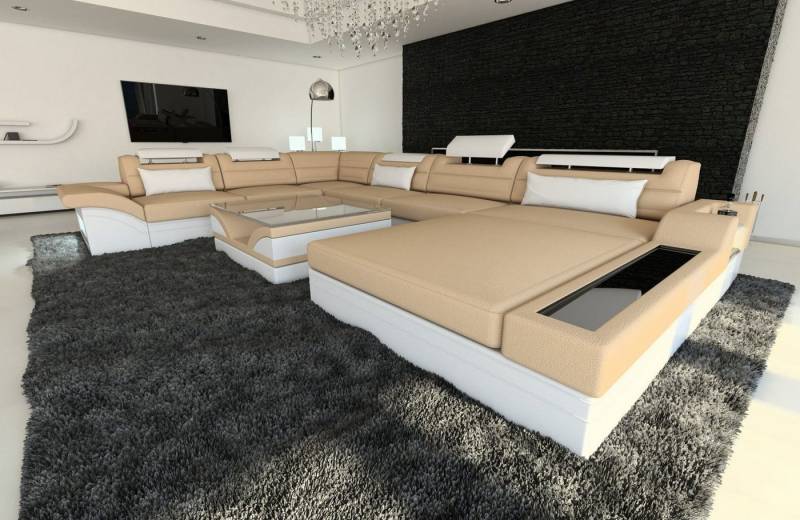 Sofa Dreams Wohnlandschaft Polster Stoff Sofa Mezzo XXL U Form Stoffsofa Couch, mit LED, wahlweise mit Bettfunktion als Schlafsofa, Designersofa von Sofa Dreams