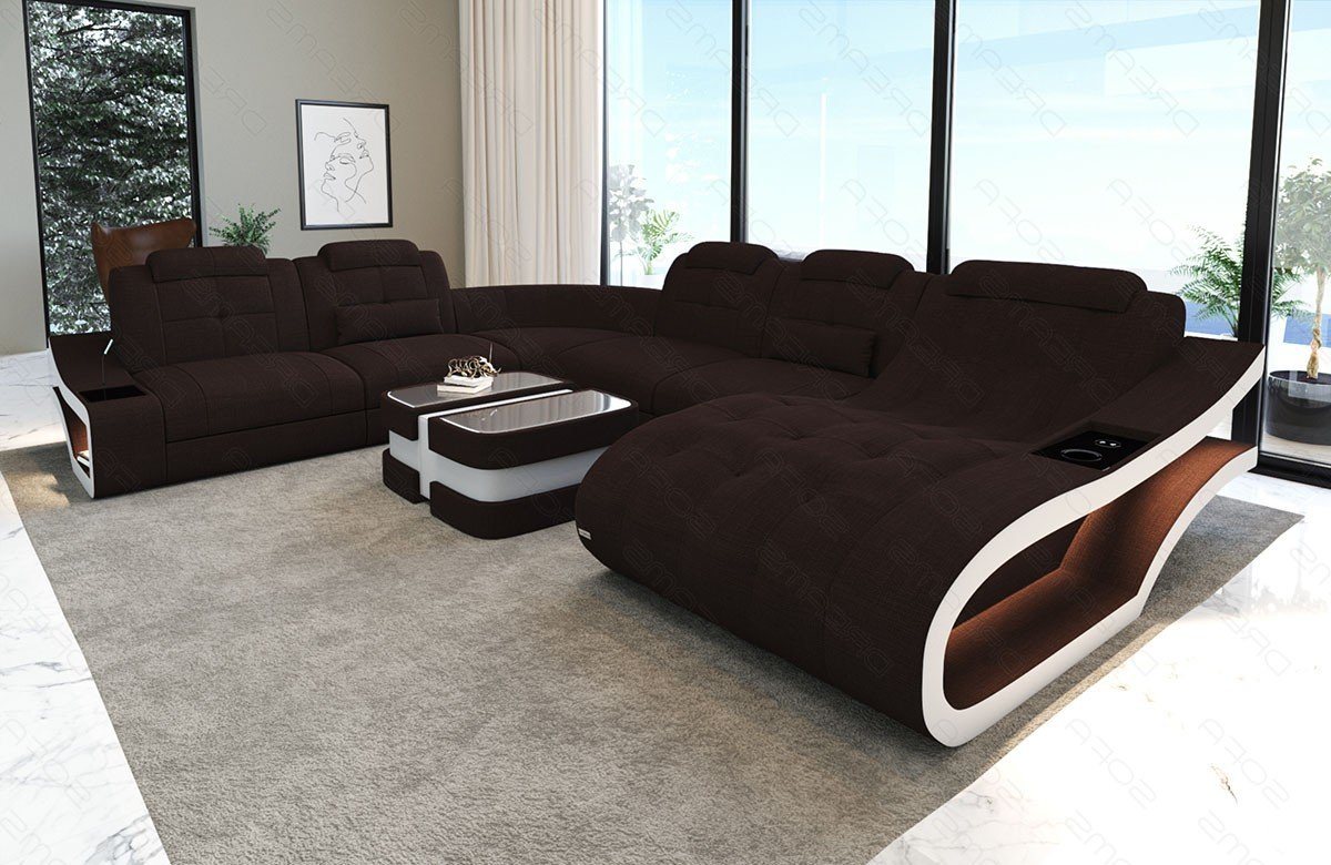 Sofa Dreams Wohnlandschaft Polster Stoffsofa Couch Elegante H XXL Form Stoff Sofa, wahlweise mit Bettfunktion von Sofa Dreams