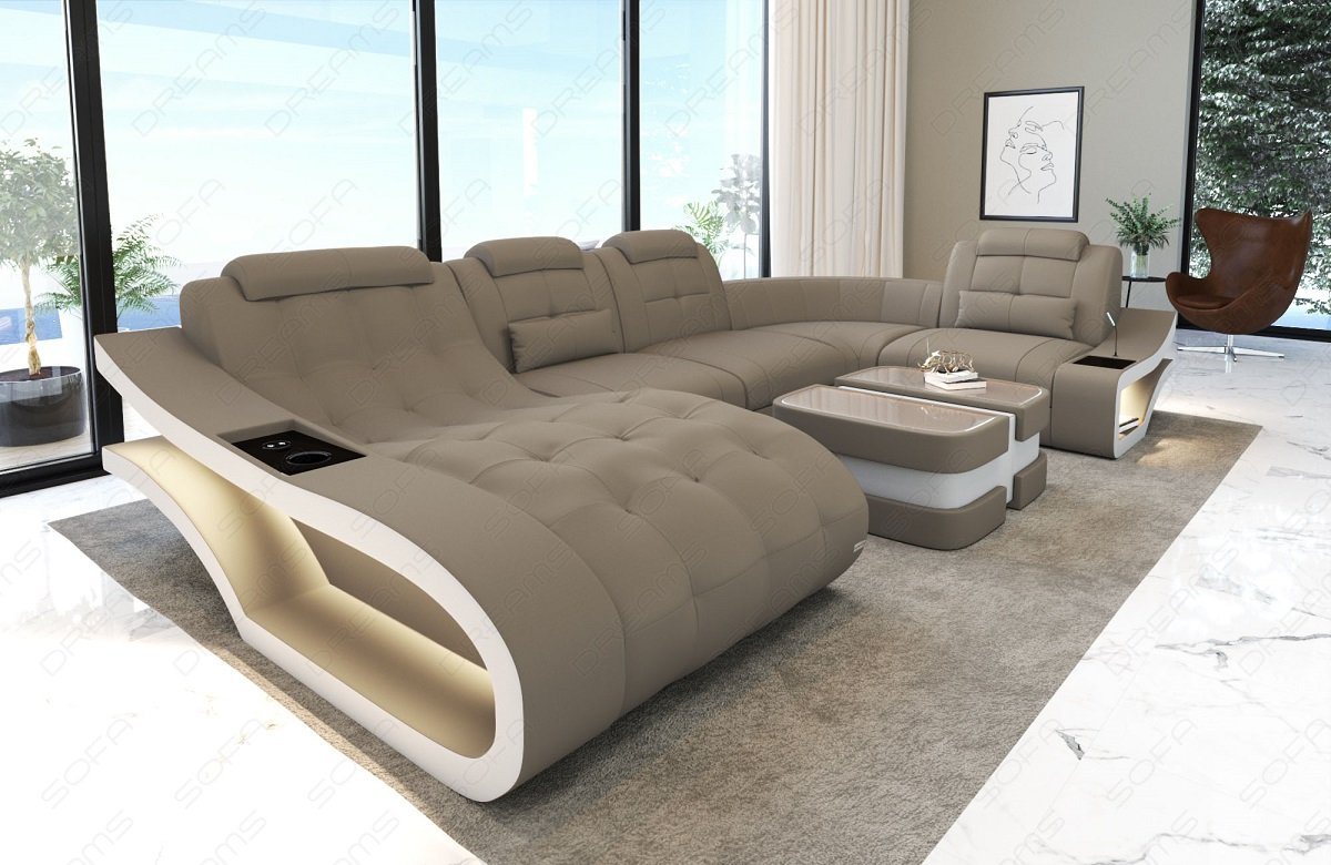 Sofa Dreams Wohnlandschaft Polster Stoffsofa Couch Elegante M - U Form Stoff Sofa, wahlweise mit Bettfunktion von Sofa Dreams
