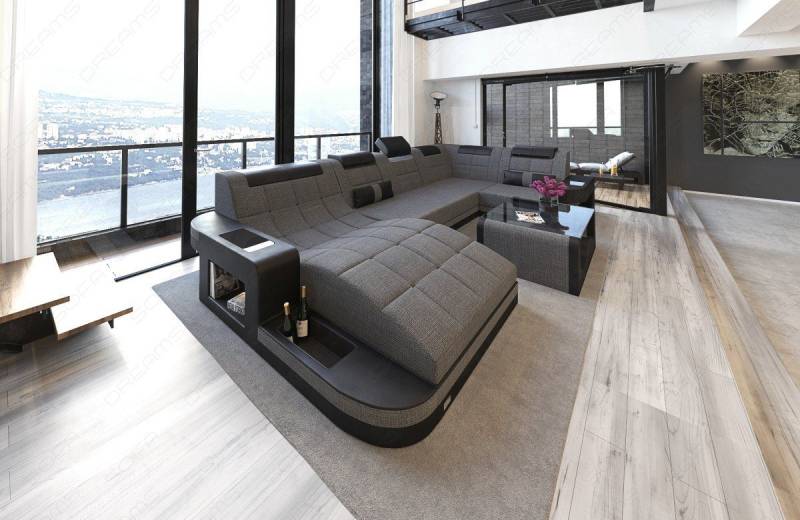 Sofa Dreams Wohnlandschaft Polster Stoffsofa Wave U Form H Strukturstoff Sofa, Couch wahlweise mit Bettfunktion von Sofa Dreams