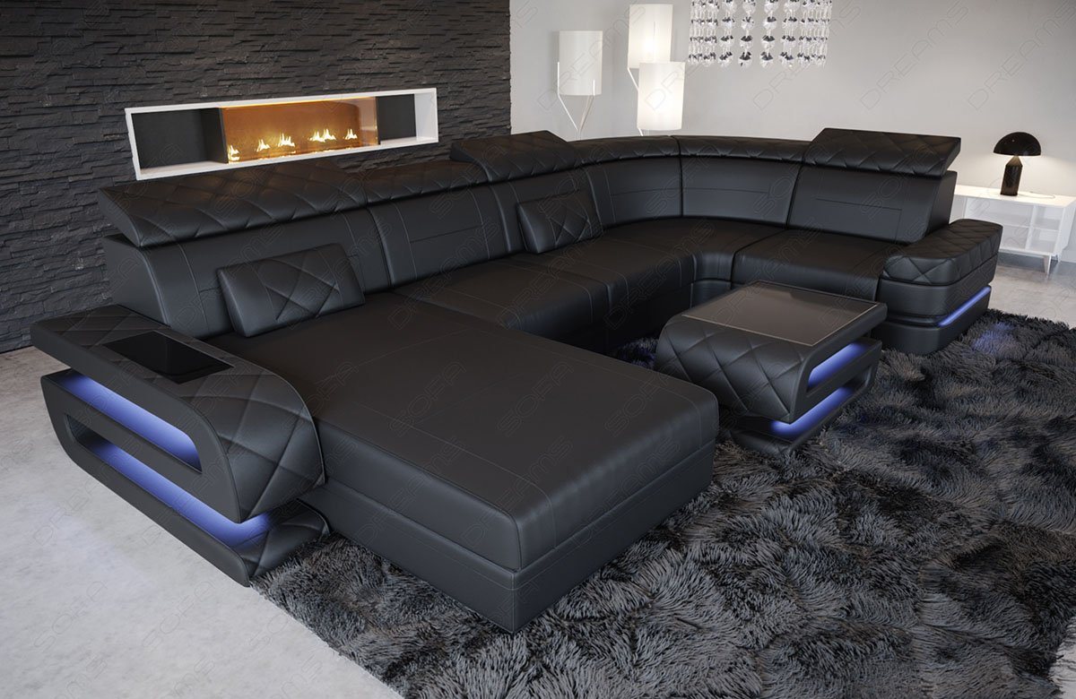Sofa Dreams Wohnlandschaft Bologna U Form Leder, Ottomane, optionale Schlaffunktion, USB, verstellbare Kopfstützen Sofa Dreams Wohnlandschaft Bologna U Form Leder, Ottomane, optionale Schlaffunktion, USB, verstellbare Kopfstützen von Sofa Dreams