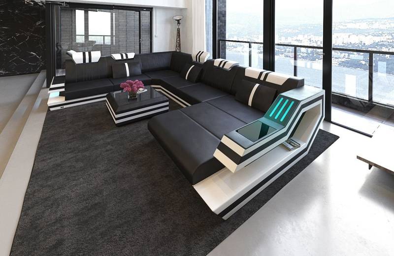Sofa Dreams Wohnlandschaft Sofa Leder Ledercouch Ravenna XXL U Form Ledersofa, Couch, mit LED, wahlweise mit Bettfunktion als Schlafsofa, Designersofa Sofa Dreams Wohnlandschaft Sofa Leder Ledercouch Ravenna XXL U Form Ledersofa, Couch, mit LED, wahlweise mit Bettfunktion als Schlafsofa, Designersofa von Sofa Dreams