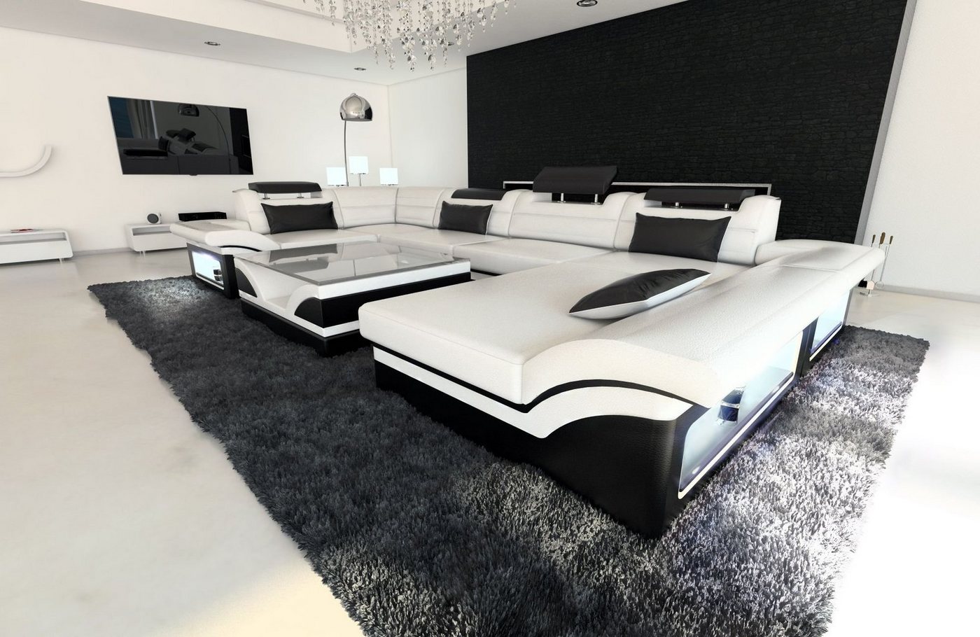 Sofa Dreams Wohnlandschaft Sofa Ledercouch Leder Enzo U Form Ledersofa, Couch, mit LED, wahlweise mit Bettfunktion als Schlafsofa, Designersofa Sofa Dreams Wohnlandschaft Sofa Ledercouch Leder Enzo U Form Ledersofa, Couch, mit LED, wahlweise mit Bettfunktion als Schlafsofa, Designersofa von Sofa Dreams