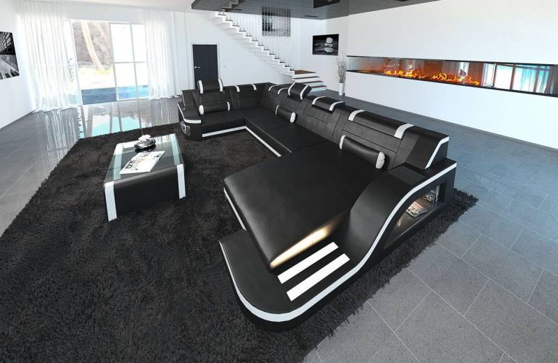 Sofa Dreams Wohnlandschaft Sofa Ledercouch Leder Palermo U Form Ledersofa, Couch, mit LED, wahlweise mit Bettfunktion als Schlafsofa, Designersofa Sofa Dreams Wohnlandschaft Sofa Ledercouch Leder Palermo U Form Ledersofa, Couch, mit LED, wahlweise mit Bettfunktion als Schlafsofa, Designersofa von Sofa Dreams