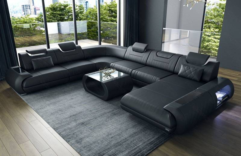 Sofa Dreams Wohnlandschaft Sofa Ledercouch Leder Rimini XXL U Form Ledersofa, Couch, mit LED, wahlweise mit Bettfunktion als Schlafsofa, Designersofa Sofa Dreams Wohnlandschaft Sofa Ledercouch Leder Rimini XXL U Form Ledersofa, Couch, mit LED, wahlweise mit Bettfunktion als Schlafsofa, Designersofa von Sofa Dreams