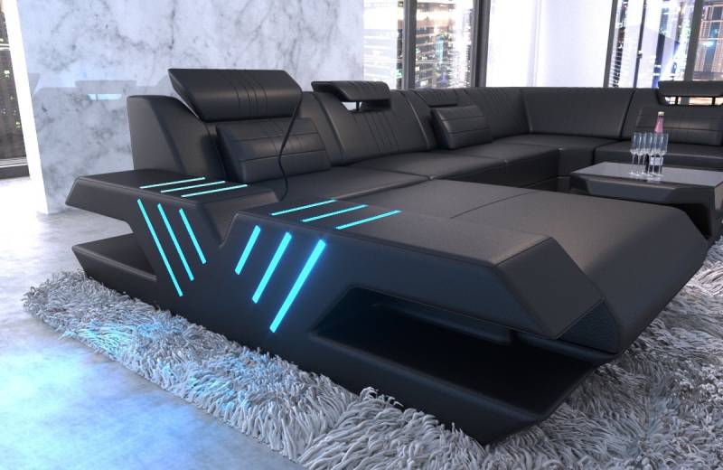 Sofa Dreams Wohnlandschaft Sofa Ledercouch Leder Venedig XXL U Form Ledersofa, Couch, mit LED, wahlweise mit Bettfunktion als Schlafsofa, Designersofa Sofa Dreams Wohnlandschaft Sofa Ledercouch Leder Venedig XXL U Form Ledersofa, Couch, mit LED, wahlweise mit Bettfunktion als Schlafsofa, Designersofa von Sofa Dreams