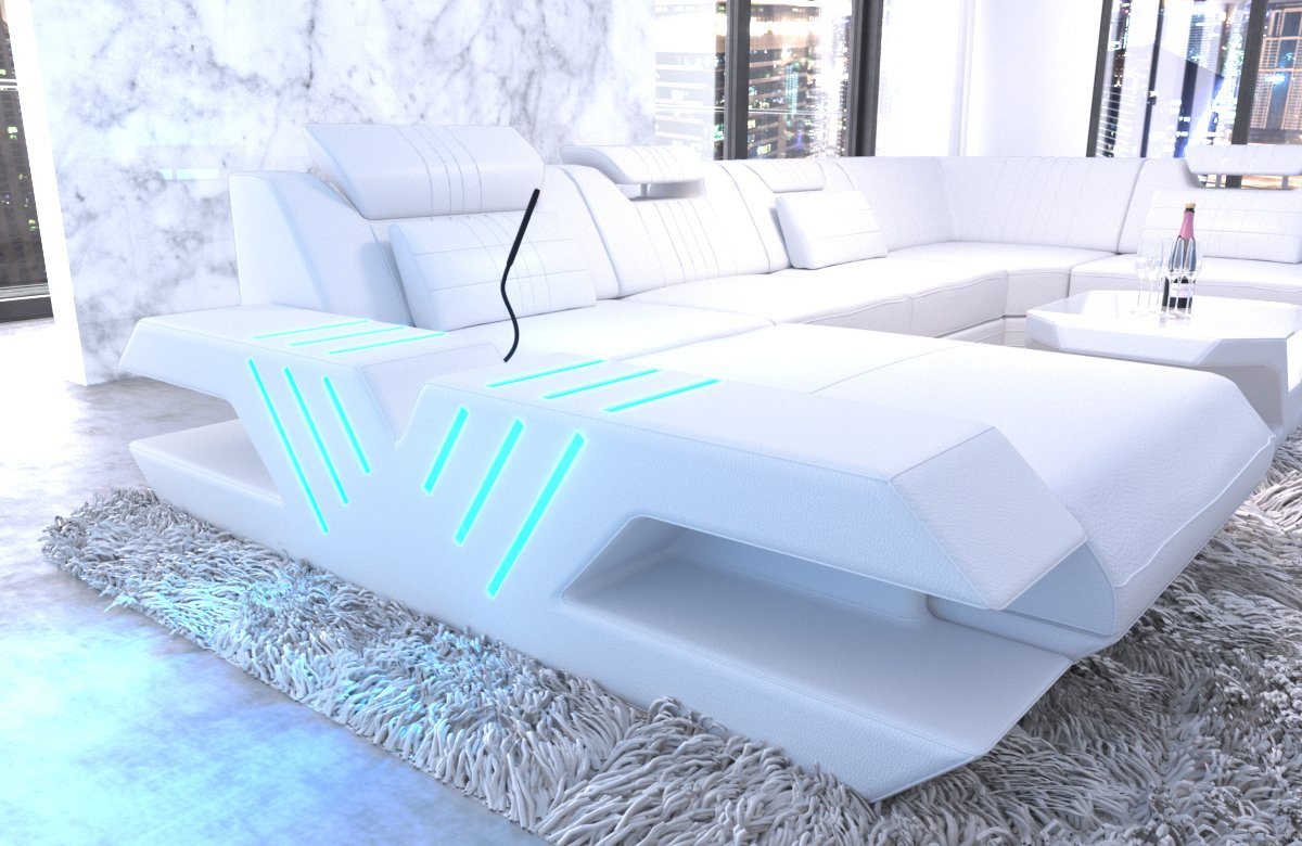 Sofa Dreams Wohnlandschaft Sofa Ledercouch Leder Venedig XXL U Form Ledersofa, Couch, mit LED, wahlweise mit Bettfunktion als Schlafsofa, Designersofa Sofa Dreams Wohnlandschaft Sofa Ledercouch Leder Venedig XXL U Form Ledersofa, Couch, mit LED, wahlweise mit Bettfunktion als Schlafsofa, Designersofa von Sofa Dreams