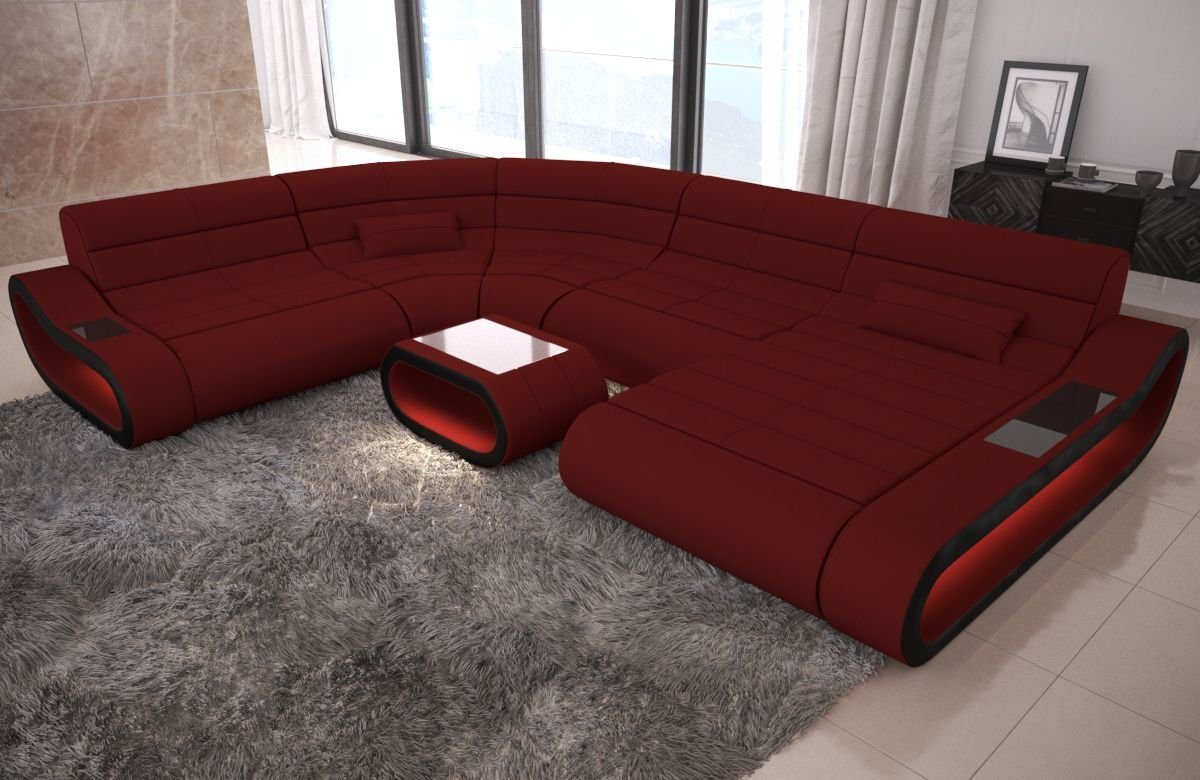 Sofa Dreams Wohnlandschaft Stoff Polstersofa Sofa Couch Concept XXL U Form, Stoffsofa mit LED, Designersofa mit ergonomischer Rückenlehne von Sofa Dreams