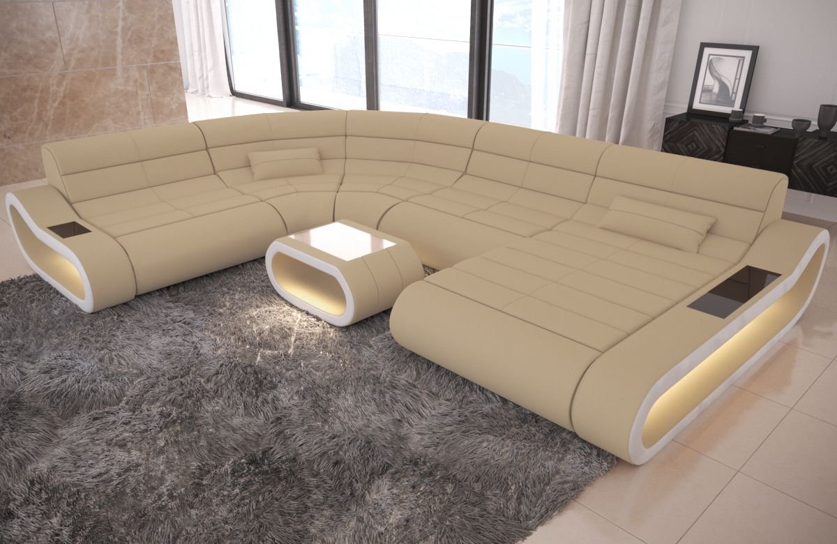 Sofa Dreams Wohnlandschaft Stoff Polstersofa Sofa Couch Concept XXL U Form, Stoffsofa mit LED, Designersofa mit ergonomischer Rückenlehne von Sofa Dreams