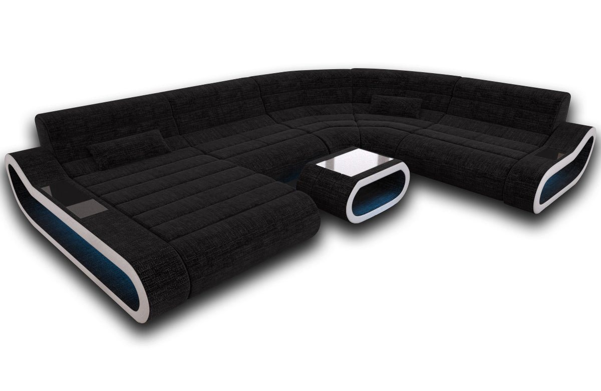 Sofa Dreams Wohnlandschaft Stoff Polstersofa Sofa Couch Concept XXL U Form, Stoffsofa mit LED, Designersofa mit ergonomischer Rückenlehne von Sofa Dreams