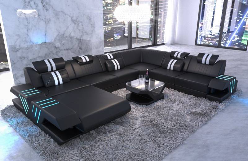 Sofa Dreams Wohnlandschaft Venedig XXL Leder, Couch, mit LED, wahlweise mit Bettfunktion als Schlafsofa, Designersofa Sofa Dreams Wohnlandschaft Venedig XXL Leder, Couch, mit LED, wahlweise mit Bettfunktion als Schlafsofa, Designersofa von Sofa Dreams