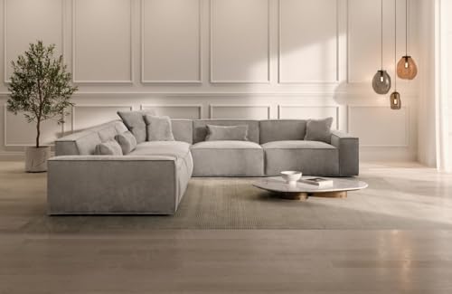 Sofa Formenta in L Form als Ecksofa Stoffsofa in Samt oder Strukturstoff/Webstoff (Schwarz, Samt - Sun Velvet) von Sofa Dreams