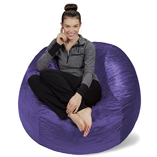 Sofa Sack XL-Das Neue Komforterlebnis Sitzsack mit Memory Schaumstoff Füllung-Perfekt zum Relaxen im Wohnzimmer oder Kinderzimmer-Samtig weicher Velour Bezug in Lila von Sofa Sack