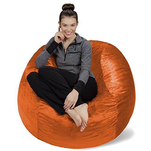 Sofa Sack XL-Das Neue Komforterlebnis Sitzsack mit Memory Schaumstoff Füllung-Perfekt zum Relaxen im Wohnzimmer oder Kinderzimmer-Samtig weicher Velour Bezug in Orange von Sofa Sack