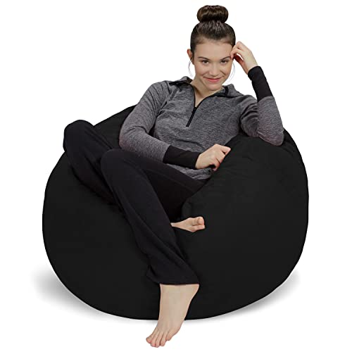 Sofa Sack Sitzsack-Stuhl: 91 cm Memory-Schaum-Möbel-Sitzsack – mittelgroßes Sofa mit weichem Mikrofaser-Bezug – Mitternachtsschwarz von Sofa Sack
