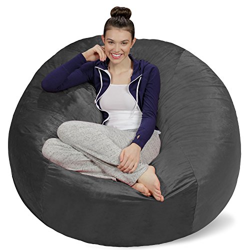 Sofa Sack XXL-Das Neue Komforterlebnis Sitzsack mit Memory Schaumstoff Füllung-Perfekt zum Relaxen im Wohnzimmer oder Schlafzimmer -Samtig weicher Velour Bezug in Stahlgrau von Sofa Sack