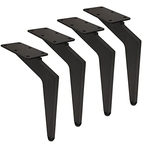 4er Set Metallfüße Metall Schrankfüße Eisen Möbelbeine Tischbeine Stützbeine für Couchtisch Schreibtisch Bett Sofa und Nachttisch,Tragfähigkeit 600kg,mit Schrauben,Schwarz (12.5cm/4.9in) von Sofa legs