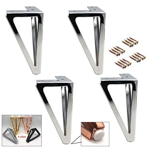 6" /15cm Ersatz Möbelfüße,4 Stück Dreieck Sofa Füße Möbelfüsse,DIY Tischbeine Schrankfüsse,für Stühle,Schrank Beine,Sofa Couch Regal Ottomane Möbelbeine Matte(silver) von Sofa legs
