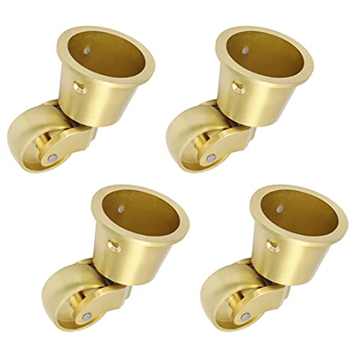 Sofa legs 4X Lenkrollen Möbelrollen,Rollen aus Massivem Messing mit 32 mm Räder,Schwenkrollen für Möbel,Transportrollen,Antik-Vintage-Effekt,Cup-Stil,Tragkraft 150kg,mit Schraube,Gold von Sofa legs