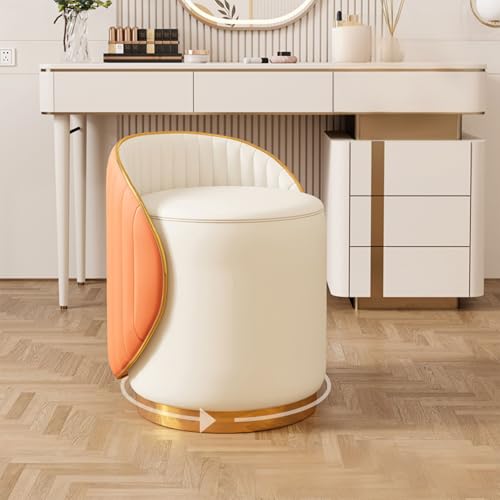 SofaHills Schminktisch Stuhl,Sitzhocker Rund Mit 360°,Massivholzrahmen Und Metallchassis - Schminkstuhl FüR Frisiertisch, 300 Lbs GewichtskapazitäT a5 Rotating Type von SofaHills