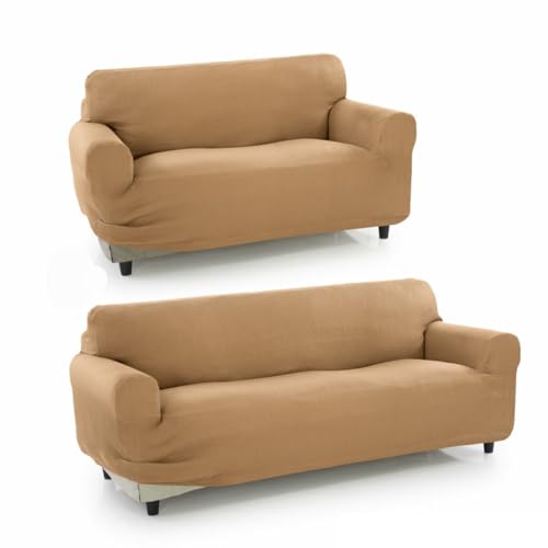 Sofakover® Super elastischer Sofabezug, 2er-Pack, für 3- und 2-Sitzer, atmungsaktiv, bequem und langlebig, einfach anzubringen, 2+3-Sitzer, goldfarben von Sofakover