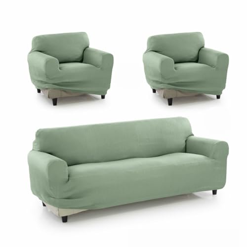 Sofakover® Super elastischer Sofabezug, atmungsaktiv, bequem und langlebig, einfach anzubringen, für 3-Sitzer und Zwei Bezüge für 1-Sitzer, Türkis von Sofakover