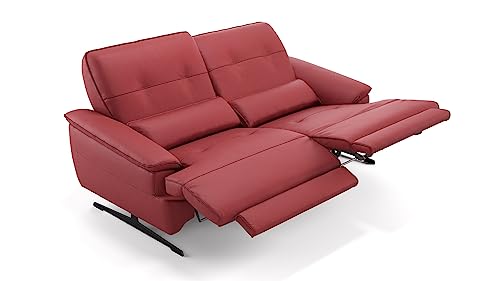 sofanella Leder 2-Sitzer PERLO - Hochwertige Zweisitzer Couch italienisches Design - Designer Ledersofa mit Relax-Sitzverstellung - Rot von sofanella