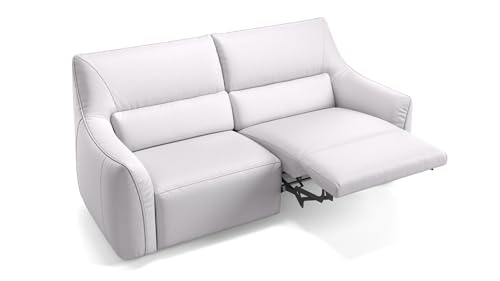 sofanella Leder 2-Sitzer Pesaro - Hochwertige Zweisitzer Couch italienisches Design - Designer Ledersofa mit Relax-Sitzverstellung - Weiß von sofanella