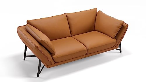 sofanella Leder 2-Sitzer Sofa Estella - Hochwertige Zweisitzer Couch italienisches Design - Designer Ledersofa ohne Funktion - Cognac von sofanella