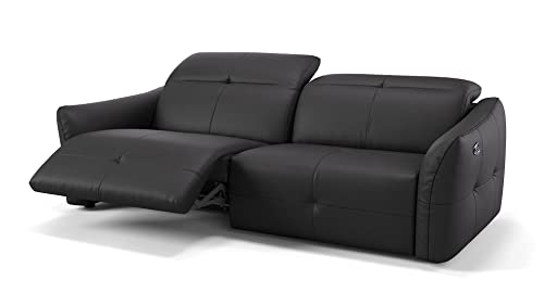 Sofanella Leder 3-Sitzer CASADO - Hochwertige Dreisitzer Couch italienisches Design - Designer Ledersofa mit Relax-Sitzverstellung - Schwarz M: 228 Breite x 108 Tiefe von Sofanella