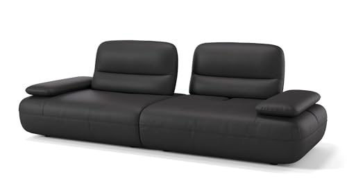 sofanella Leder 3-Sitzer Dubai - Hochwertige Dreisitzer Couch italienisches Design - Designer Ledersofa mit Relax-Sitzverstellung - Schwarz M: 272 Breite x 116 Tiefe von sofanella