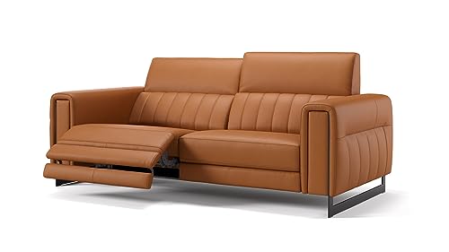 sofanella Leder 3-Sitzer LESINA - Hochwertige Dreisitzer Couch italienisches Design - Designer Ledersofa mit Relax-Sitzverstellung - Cognac S: 212 Breite x 101 Tiefe von sofanella