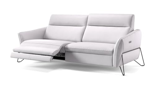sofanella Leder 3-Sitzer MASANO - Hochwertige Dreisitzer Couch italienisches Design - Designer Ledersofa mit Relax-Sitzverstellung - Weiß M: 204 Breite x 93 Tiefe von sofanella