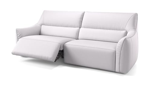 sofanella Leder 3-Sitzer Pesaro - Hochwertige Dreisitzer Couch italienisches Design - Designer Ledersofa mit Relax-Sitzverstellung - Weiß M: 224 Breite x 88 Tiefe von sofanella