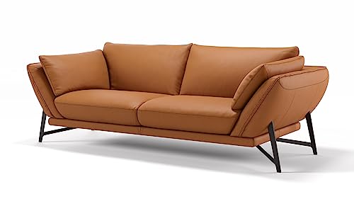 sofanella Leder 3-Sitzer Sofa Estella - Hochwertige Dreisitzer Couch italienisches Design - Designer Ledersofa ohne Funktion - Cognac M: 226 Breite x 99 Tiefe von sofanella