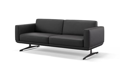 sofanella Leder 3-Sitzer Sofa MARETO - Hochwertige Dreisitzer Couch italienisches Design - Designer Ledersofa ohne Funktion - Schwarz S: 156 Breite x 78 Tiefe von sofanella
