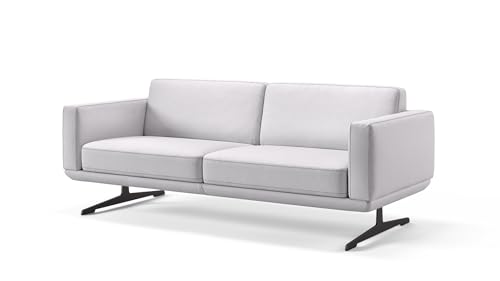 sofanella Leder 3-Sitzer Sofa MARETO - Hochwertige Dreisitzer Couch italienisches Design - Designer Ledersofa ohne Funktion - Weiß S: 156 Breite x 78 Tiefe von sofanella