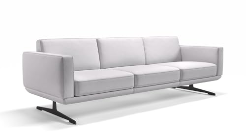 sofanella Leder 3-Sitzer Sofa XXL MARETO - Hochwertige Dreisitzer Couch italienisches Design - Designer Ledersofa ohne Funktion - Weiß M: 259 Breite x 78 Tiefe von sofanella