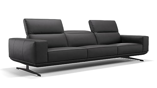 sofanella Leder 3-Sitzer Sofa XXL Merano - Hochwertige Dreisitzer Couch italienisches Design - Designer Ledersofa mechanische Kopfteilverstellung - Schwarz S: 288 Breite x 109 Tiefe von sofanella